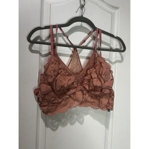 Aerie Lace Mesh Bralette Sz XL Mauve Pink Razorback
